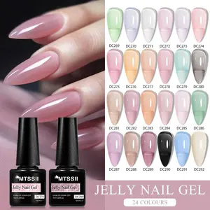 MTSSII 7ml Jelly Nude Pink Transparent French Gel Polish Translucent Nude Rose Pink Jelly Glass Milky White Varnish Rainbow Color Nail Art Varnish