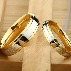 2 PCS/set Minimalist Fashion Smooth Surface Couple Rings, Stainless Steel, Suitable for Wedding, Engagement
