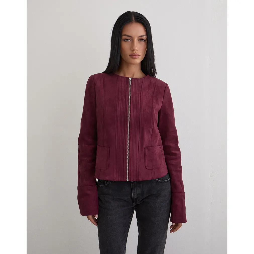 Ukiyo Jacket in Faux Suede Burgundy