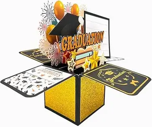 Glittery 3D Graduation Pop Up Card with Envelope, 2025 Graduate Gift- Perfect Congratulation Grad Card for Graduation, Graduation Party Supplies, High School and College Graduates