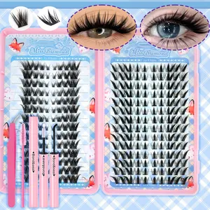 Manga Lash Clusters, Segmented False Eyelashes, Fairy Cat Eye Lashes, Fox Eye Eyelashes, 13-15mm C Curl, Reusable, Beginner-Friendly, Cosmetic