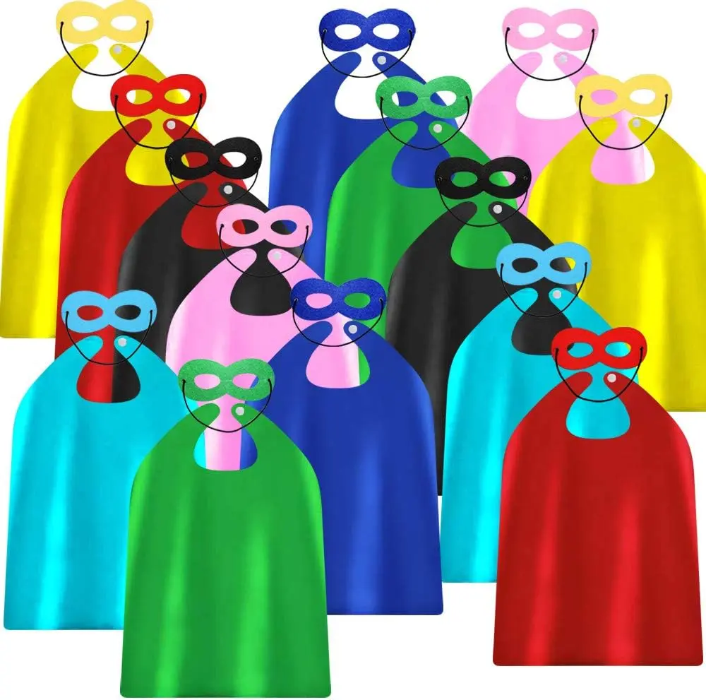 Kids Superhero Capes and Masks for Birthday Party - Child Party Capes Bulk Pack of 28 Pcs (14 Sets)Gift.