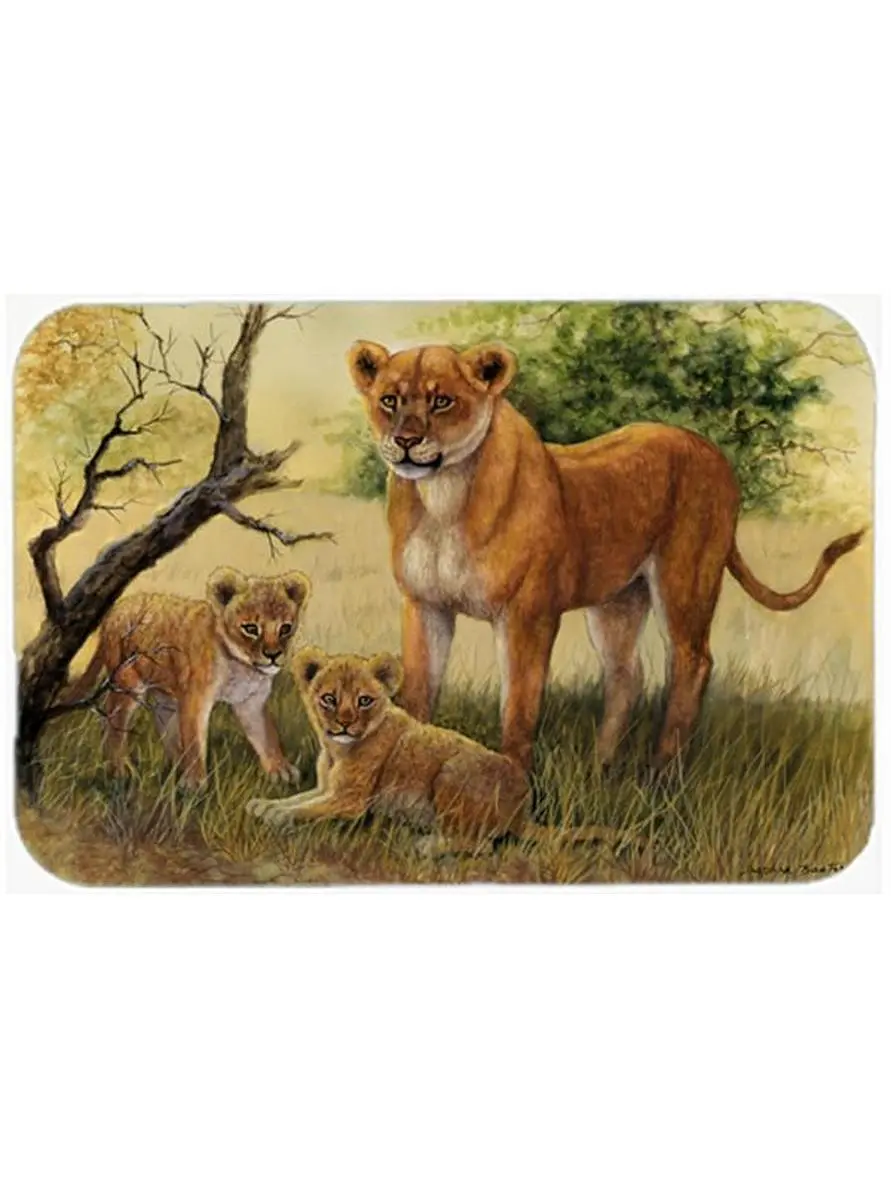 Lion & Cubs by Daphne Baxter Glass Large Cutting Board