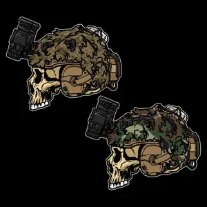 Tactical Skull Night Vision Sticker - Operator Scrim Helmet Decal, Skeleton with NVG Goggles, Military Gear Art, Waterproof Vinyl