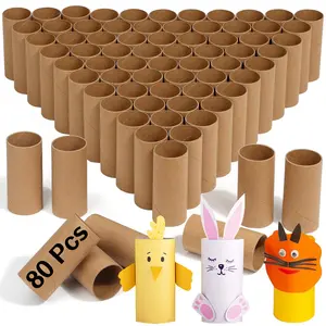 80Pcs/Set Cardboard Tubes for Crafts,Brown Kraft Toilet Paper Rolls for Crafts,1.5 x 3.2 Inches Strong and Pressure-Resistant Tubes for Crafts Supplies Painting DIY Art,Hand Tools Kits