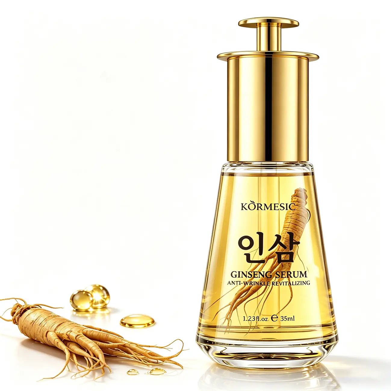 Korean Wild Ginseng Extract Facial Serum - Ginseng Polypeptide & Hyaluronic Acid Infused, Anti-Wrinkle, Anti-Aging, Firming, Moisturizing, Smoothing Skin, Reducing Fine Lines & Dark Spots Rejuvenating Oil