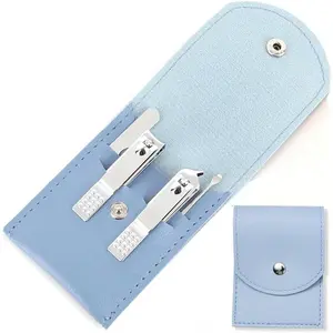 4 PCS Nail Clipper Set with Portable Travel Case, Stainless Steel Cuticle Pliers & Cutter Kit, Professional Nail Clipper Pedicure Kit, Travel Beauty Kit, Student Dormitory Ear Plucker Kit Manicure Lightweight