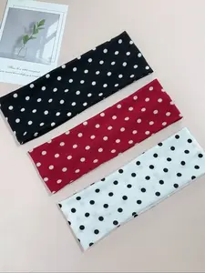 Women's Elegant Sweet Polka Dot Print Elastic Fabric Sports Headband, Elastic Headbands, Ideal for Daily Wear, Fitness & Yoga, Sweat-Absorbing Design, Workout Headband
