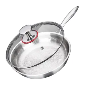 Hammered Titanium Frying Pan, Non-Stick Skillet with Lid, Multi-Functional, Scratch Resistant, Even Heating, Compatible with All Stovetops