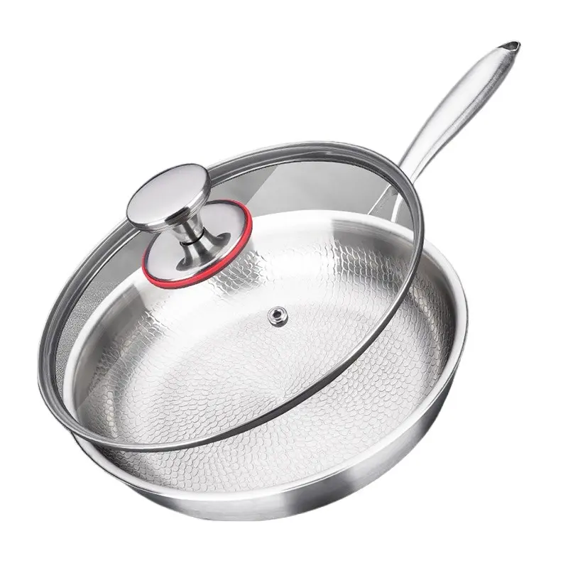 Hammered Titanium Frying Pan, Non-Stick Skillet with Lid, Nonstick Pan, Multi-Functional, Multifunctional Frying Pan, Scratch Resistant, Even Heating, Compatible with All Stovetops, Cookware, Durable Cookware, Kitchen Pans