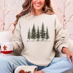 Winter Wonderland, Christmas Tree, Snow Sweatshirt, Round Neck, Women's, Round Neck