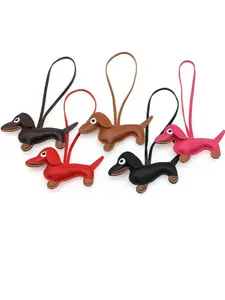 Cute PU Leather Cartoon Dachshund Bag Charm, Wristlet Charms, Adorable Dog Pendant Ideal Gift for Kids & Adults, Perfect for Birthdays & Special Occasions, Bag Charm Keychain