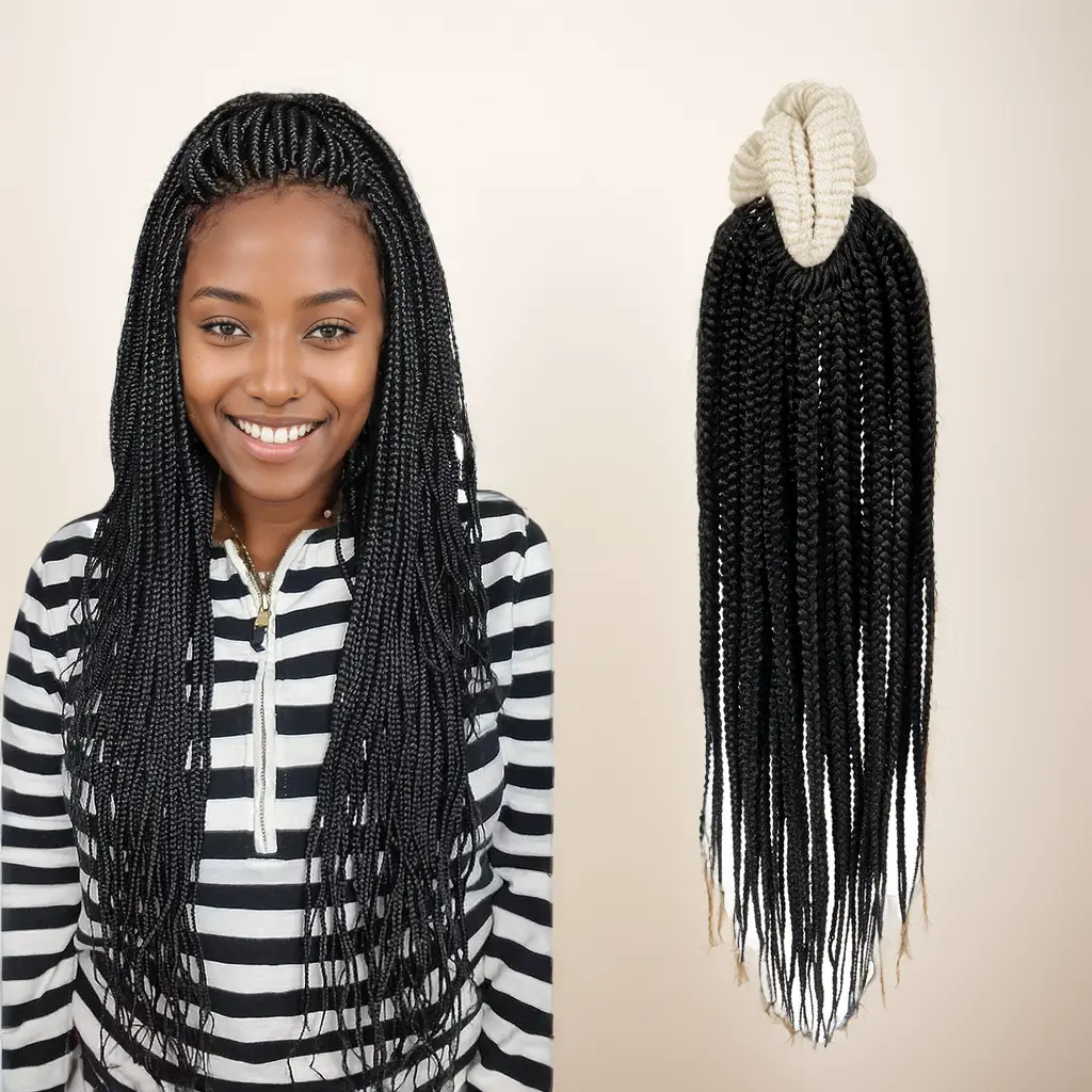 PRE-FEATHERED BOX BRAID 18" Goddess Locs Crochet Hair River Locs  Wavy Crochet With Curly Hair Synthetic  ﻿
