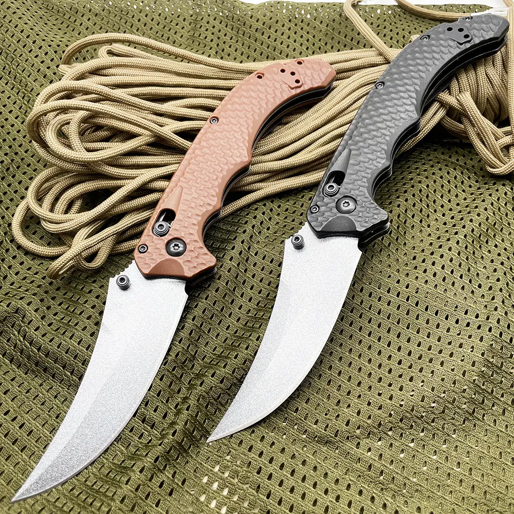 Outdoor Survival Hunting Knife BM 865, Tactical Pocket Knife,CPM-S90V Gray Titanium Coating Blade, G10 Handle EDC Tool