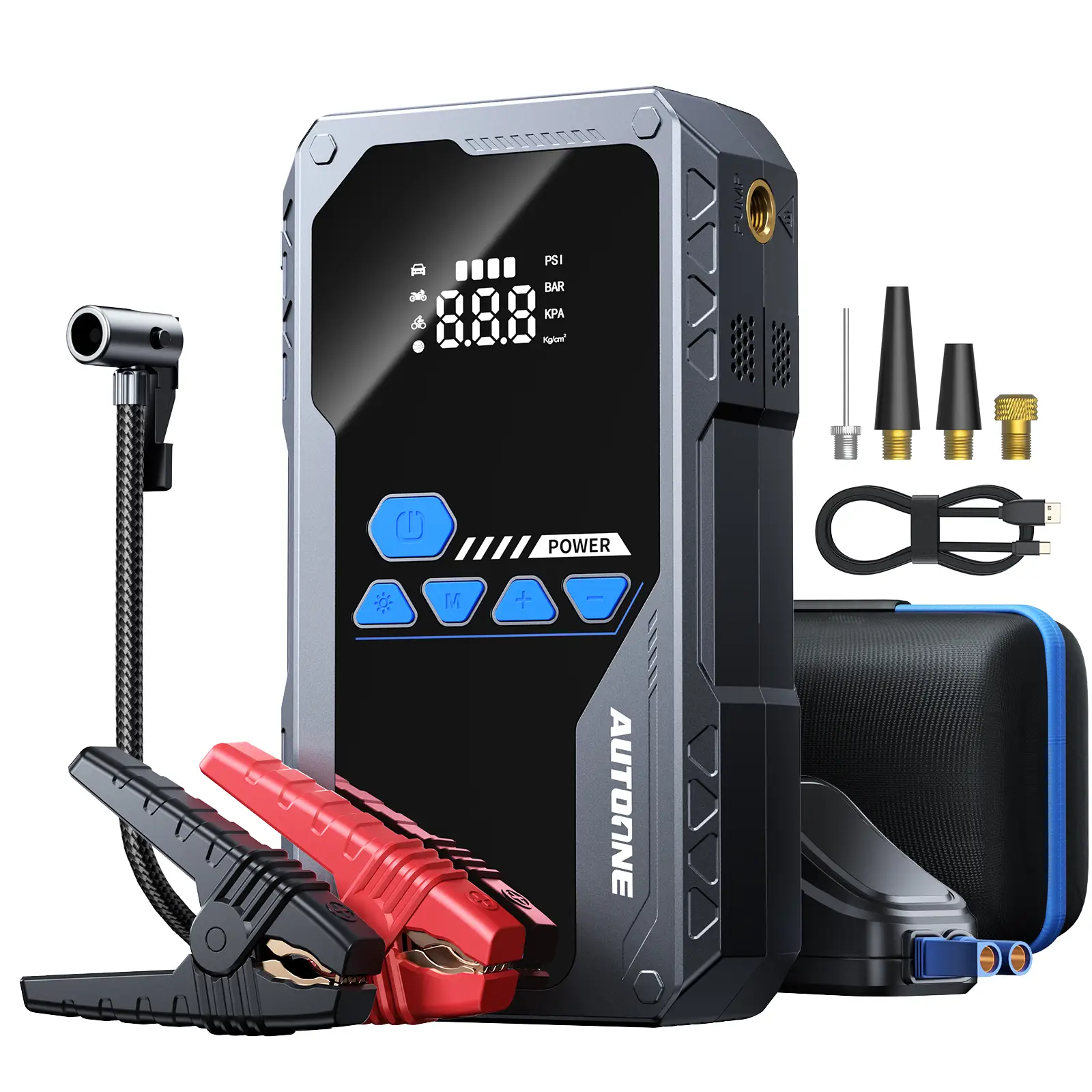 AUTOONE 12800mAh Jump Starter with Air Compressor (10L Gas/8.0L Diesel), 150PSI Car Battery Jumper Starter Portable, 4000A Jump Box Tire Inflator with