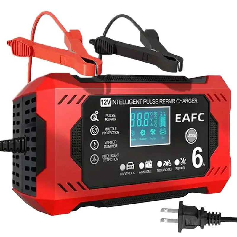 Smart Car Battery Charger, 6A Trickle Charger, Multipurpose Car Battery Repair Tool, Suitable for Car, Truck, Motorcycle, Lawn Mower & Boat, Auto, Veh