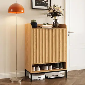 Shoe Cabinet 5-Tier Wooden Organizer with 3 Adjustable Shelves Large Capacity Entryway Storage for Hallway Living Room Bedroom Closet Solid E0 Particle Board Construction