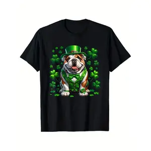 Funny Bulldog Dog St Patricks day irish Saint patrick Day T-Shirt, Suitable for Mens & Womens Outdoor T-Shirt, 100%cotton, S-XXXL