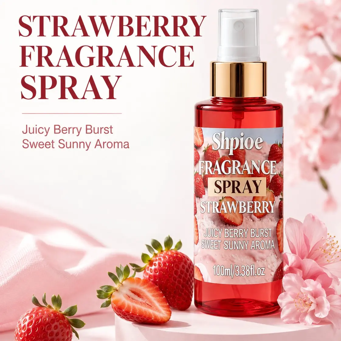 Strawberry Scented Perfume Spray, Fresh Fruit Aroma, Long-Lasting Sweet Smell, 100ML Portable Mist, Ideal for Daily Use