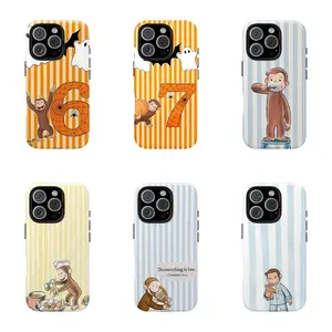Colorful Curious George Phone Case - Childhood Favorite Cartoon | Classic Children's Book Phone Cover for Samsung iPhone Cute Retro Monkey with Banana, Party Theme PBS Kid Book