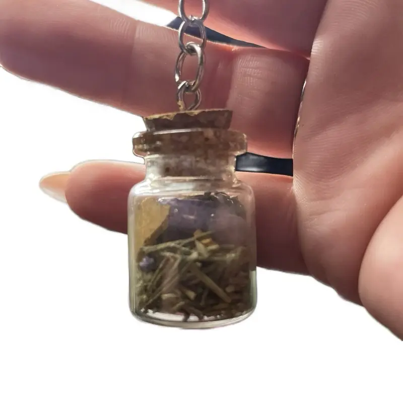 Protection Spell Amulet Keychains Made with Amethyst and Black Onyx Crystals for Enhanced Energy