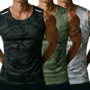 Men's Tactical Camo Tank Top Quick Dry Sleeveless Athletic Shirt for Men, Lightweight Breathable Camouflage Workout Gym Running Tank Top for Outdoor Training, Summer Activewear