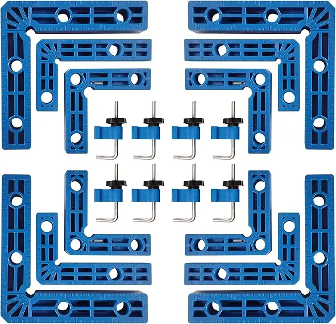 90 Degree Clamp Set – 12 Positioning Squares (3", 4", 2.3") Right Angle Clamps for Woodworking, Frames, Cabinets & Boxes