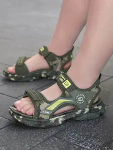 Boys' Camouflage Sports Sandals, Summer New Design, Dual Velcro Anti-Slip Wear-Resistant, Outdoor Play, Beach Water Shoes, Open-Toe