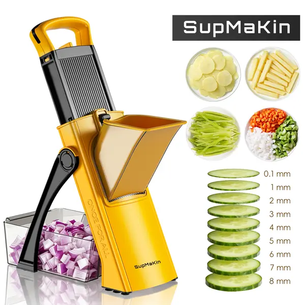 SupMaKin Upgrade Safe Mandoline Slicer Plus, Vegetable Chopper, Potato Slicer, Food Slicer Onion Chopper, Fry Cutter, Veggie Salad Dicer Kitchen Chopping Artifact Gifts