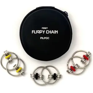 PILPOC Flippy Chain Fidget Toy - Fidget Roller - for Reducing Stress, ADHD, Anxiety, Improving Focus, Bike Chain Fidget Toy, Roller Fidget Toy, Fidget Chain, Fidget Toy Bike Chain, Key Ring Spinner FULY TECH