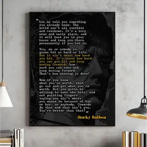 Rocky Balboa Quote Poster, Motivational Boxing Movie Wall Art, Inspirational Gym Decor Print, Sports Motivation Home Office Artwork Gift