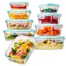 YUNCANG Premium 8-Pack Borosilicate Glass Food Storage Containers with 4-Clip Lock Airtight Hold Lids, BPA-Free Kitchen Preserving Containers, Oven Safe, Microwave Reheat Ok, Pack Lunches for Work or School, Dishwasher & Freezer Compatible