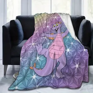 Ultra Soft Micro Flannel 100% Polyester Throw Blanket - Epcot Figment Beacon of Magic Design All Season Couch Sofa Warm Bed Throw Blanket - Valentine's Day Gift for Couples Boyfriend Girlfriend 280gsm Printed One Side Plain White Back