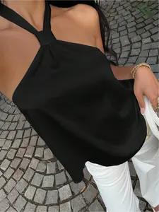 Women's Spring & Summer Sleek Halter Neck Short Sleeveless Fitted Top Piece, Womenswear, Casual & Versatile Style, Ideal for Vacations, Outings, Casual Gatherings, Parties & Other Occasions