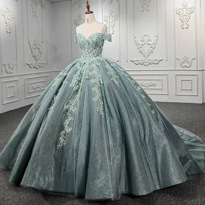 Minty Sweetness: Appliqued Sweetheart Summer Quinceañera Dresses for Wome