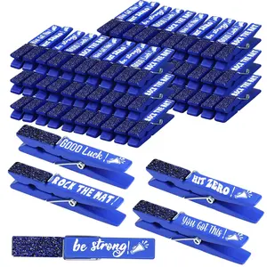 60 Pcs Spirit Clips Cheer Pins Cheerleader Gifts Clothes Pins For Backpacks Competition Glittered For Team Cheer Gifts Stuff Supplies Party Favors Accessories Bulk(Blue,Shiny)