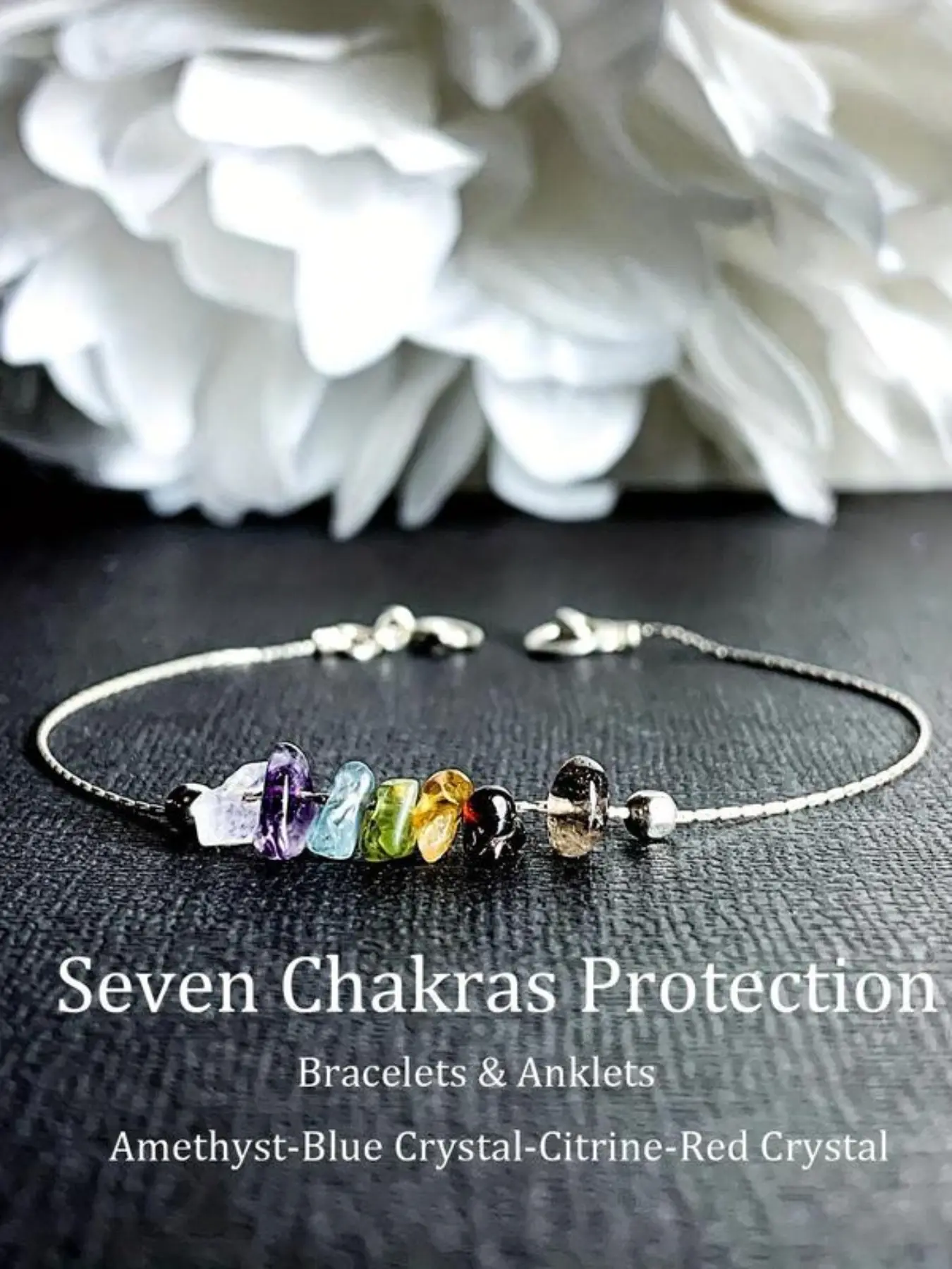 Colorful energy irregular crystal women's beaded bracelet, Energy seven chakra crystal bracelet, Energy healing bracelet, love spell original crystal bracelet or anklet self-love enhance wisdom and confidence lucky gift