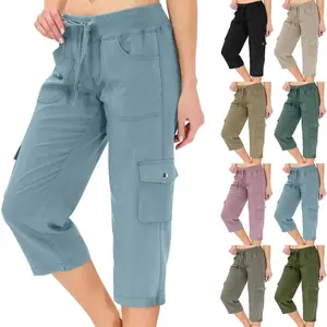 Cargo Capris for Women Casual Drawstring Capris Pants with Pockets Summer Plus Size Capri Hiking Pants Cargo Pant washington commanders uniforms philippine softball