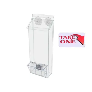 Outdoor Brochure Holder with Card Box and Suction Cups and Lid Holds 4" x 11" Trifolds and 3.5" x 2" Cards for On The Go Advertising Hand Outs Clear Acrylic Take One Bin by 321 Plastics