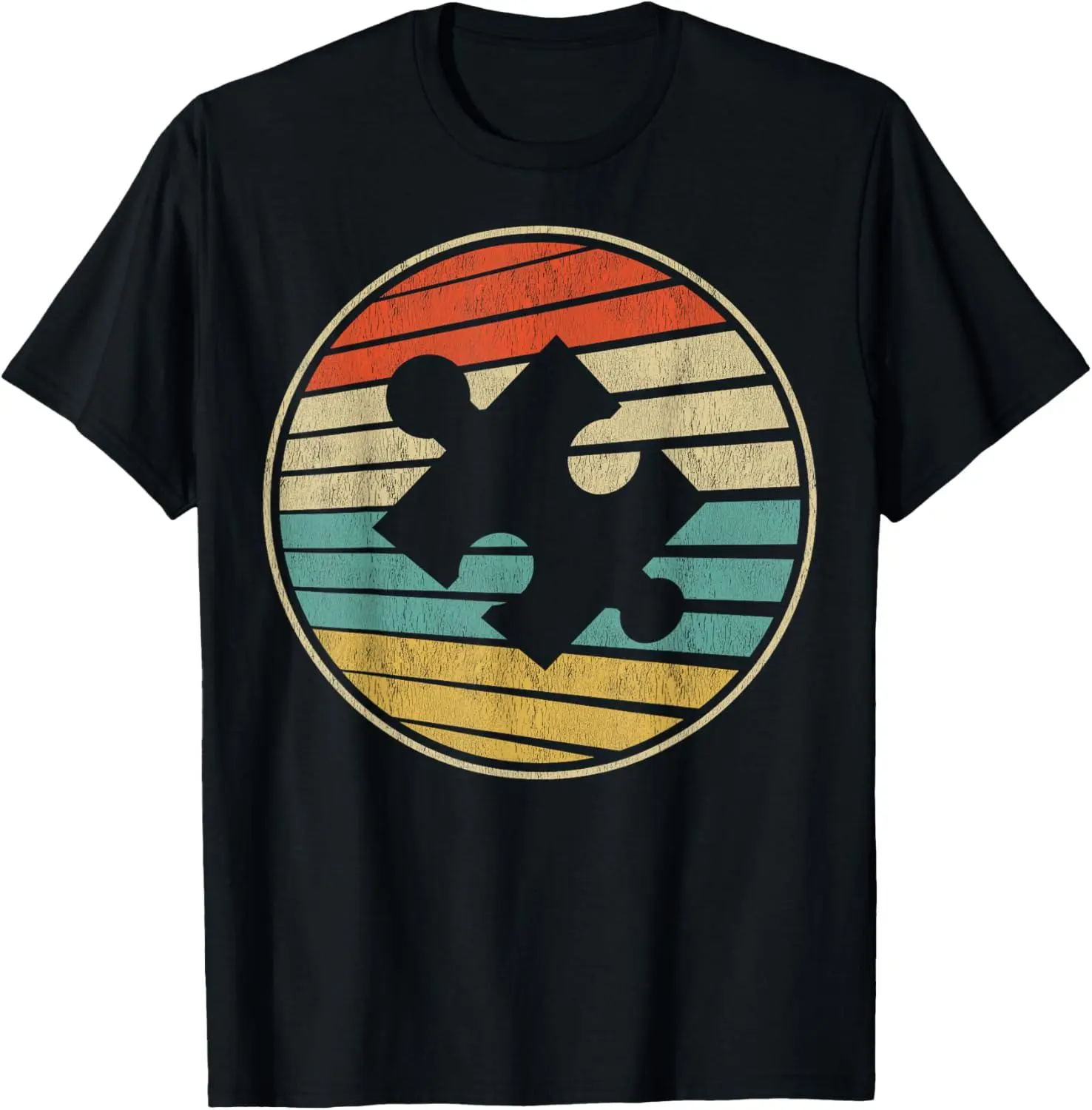 100%cotton Cute Autism Awareness Vintage 70s 80s Autism Mom Dad Puzzle T-Shirt