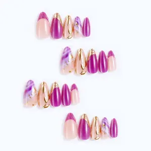 Dream Cat Eye French Nail Art, Glitter Gel Nail Stickers, Press-On False Nails for Women Girls, Party Date Makeup