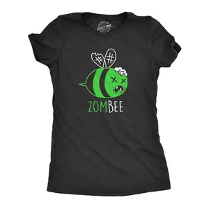 Womens Zombee T Shirt Funny Zombie Halloween Bumble Bee Novelty Graphic Tee Funny Womens T Shirts Cute Vintage Fashion Casual Ladies T-Shirt Gift Halloween Tops for Women Funny Zombie Top Women's Novelty Tees Black