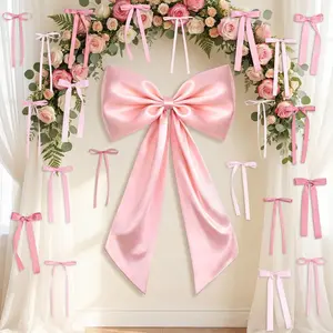 41pcs Large Bow Set, Includes 40 Pieces, Giant Satin Bows Kit, Perfect for DIY Photo Backdrop, Wall Decor, Weddings, Birthdays, Baby Baptisms