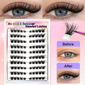 100 Pairs 3D Fluffy Self-Adhesive False Eyelashes, Natural Look, Mixed Lengths 6-14mm, Cosplay, Travel Friendly, Perfect Gift