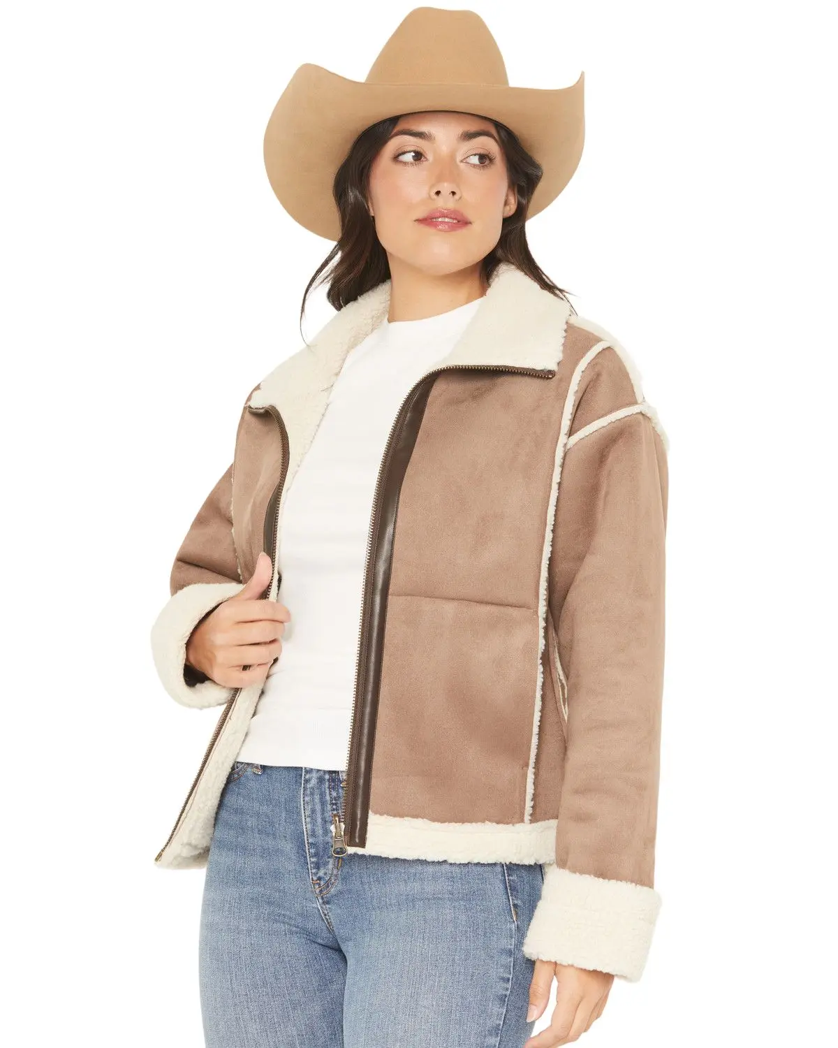 Shyanne Women's Women'S Wildcat Sherpa Lined Faux Suede Jacket - Srho25o3-Tup
