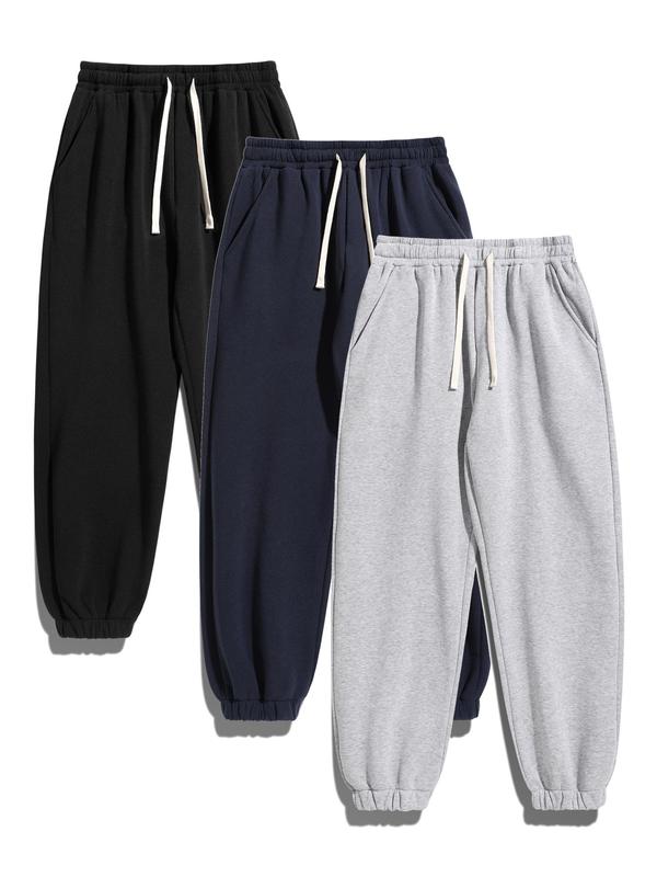 Men's Thermal Lined Pants with Drawstring Waist, Relaxed Fit Sweatpants for Fall & Winter, Men's Bottoms Men's Thermal Lined Pants with Drawstring Waist, Relaxed Fit Sweatpants for Fall & Winter, Men's Bottoms