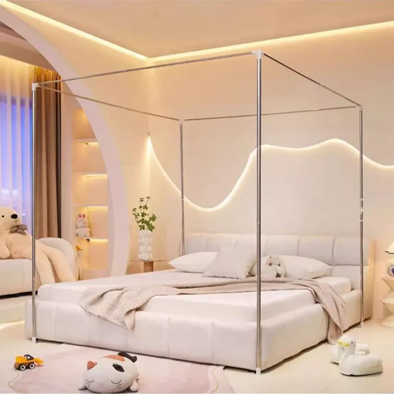 Bed Frame Post Queen Size,Stainless Steel Canopy Frame Poles Four Corner Bed Bracket Fit for Metal/Wood Bed Bedroom Decor