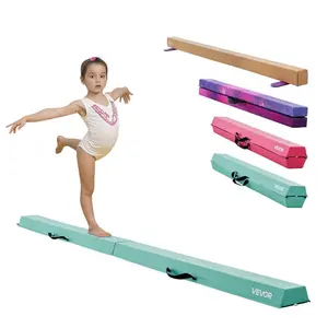VEVOR 8FT Folding Balance Beam for Kids, 200LBS Stable Support Gymnastics Floor Beam with Non-Slip Mats, Gymnastics Training Equipment with Anti-Slip Bottom and Carrying Bag for Home Gym, Mint Green