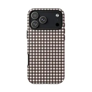 Stylish Brown Checkered iPhone Case for All iPhone Models |   Tough Glossy Polycarbonate Protection |   Unique Gingham Pattern for Trendy Looks |   Custom Fit for iPhone 7 to iPhone 17 Pro Max Cover Protective
