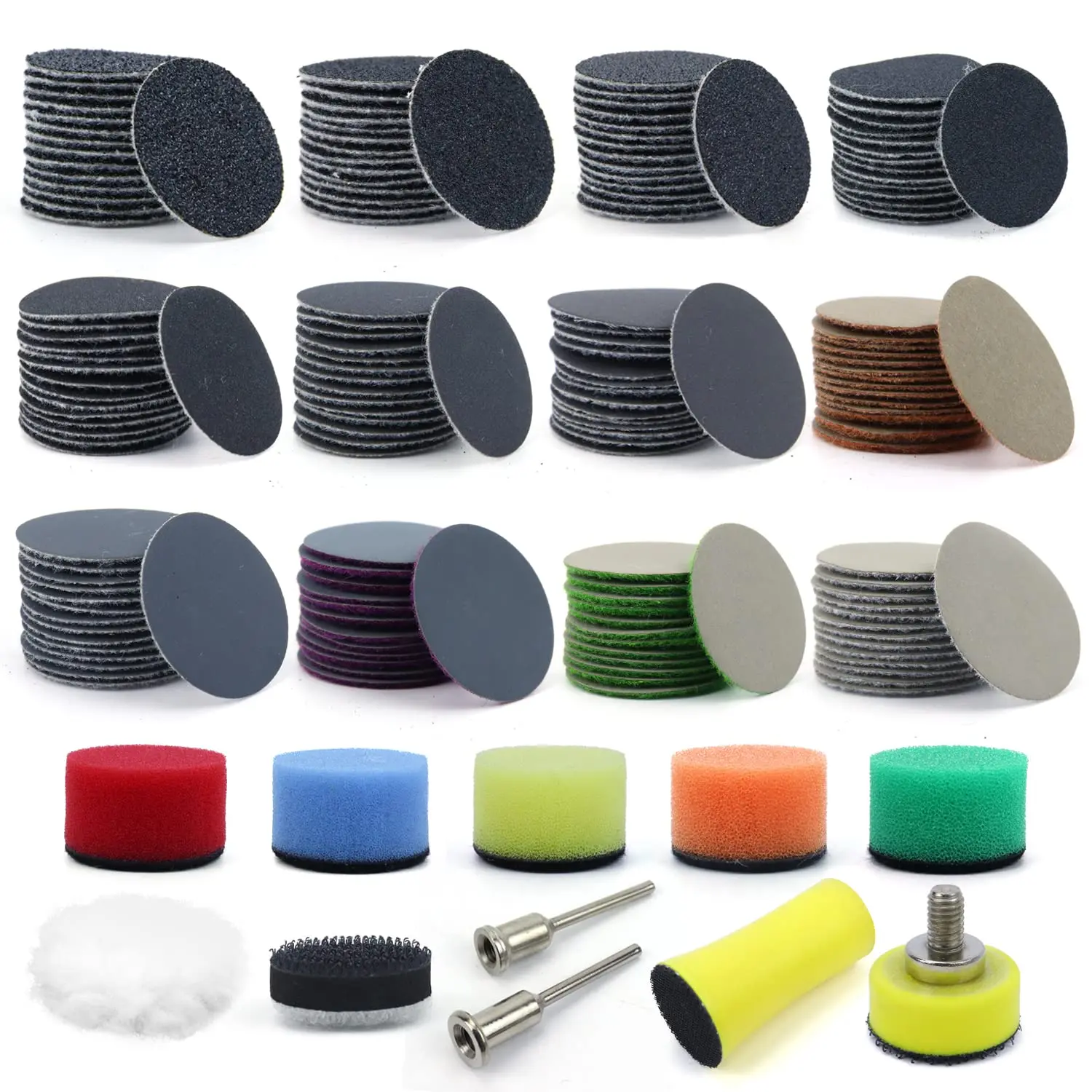 191 Pcs 1 Inch Sanding Discs Hook and Loop 60 to 10000 Wet Dry Sandpaper with 1/8" Shank Backing Pad,Polishing and Interface Pad Set for Drill Grinder Rotary Tools and Wood Metal Jewelry,Tools & Hardware,Summervibes